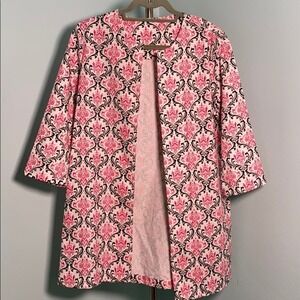 Trimdin Madison Collection Damask Topper Jacket Womens Size S Pink Black Cotton